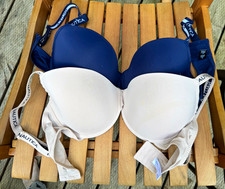 SET OF 2 Nautica Intimates T-Shirt Bra 40DD Beige/Blue Underwired