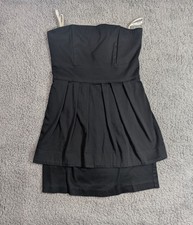Guess Black Mini Dress Womens M Strapless Pleated Cocktail Party