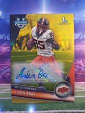 2023 Bowman Chrome University Jaden Bray Yellow Refractor Auto /75 1st Oklahoma