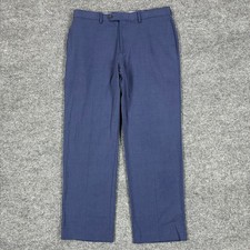Ralph Lauren Mens Dress Pants Size 34x30 Blue Flat Front Career Slacks Stretch
