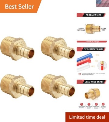 4-Pack Brass PEX 1/2'' x 1/2'' Male NPT Adapter - Corrosion Resistant Quality