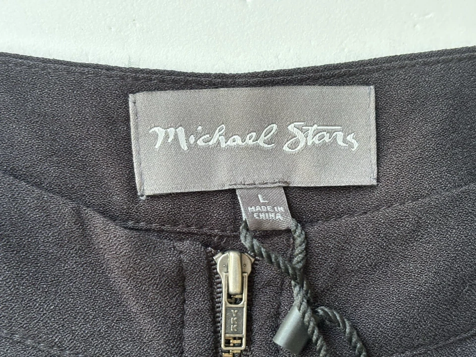 Falda para mujer MICHAEL STARS cremallera frontal midi línea A cremallera - talla L negra crepé Foto 4 de 4