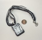 Artisan Black and White Glass Pendant Multistrand Necklace, 22.3g — photo 2