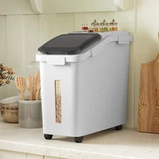 Uforic Rolling Food Storage Container with Clear Lid - 11.4 Gallon Capacity