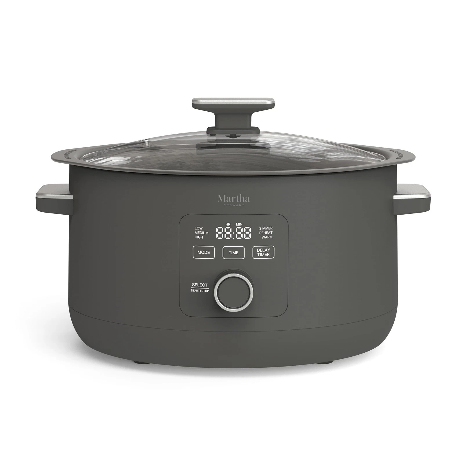 Martha Stewart 8 QT Slow Cooker, Programmable with 8 Quarts, Caviar Gray