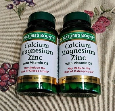 Lot Pack of 2 Nature's Bounty Calcium Magnesium Zinc D3 100 x2 200 Caplets 