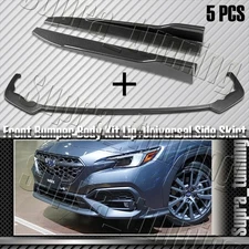 Carbon Look Front Bumper Spoiler Lip + Side Skirt 5PCS For 2022-2025 Subaru WRX