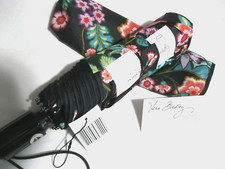 Vera Bradley VINES FLORAL Umbrella w/ Sleeve BLACK Lg POP OPEN 4 PURSE Tote NWT