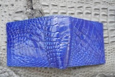 Bright Blue Money Clip Genuine Crocodile Skin Leather Bifold Men's Wallet V32