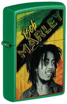 Zippo 46152, Bob Marley Design, Grass Green Matte Finish  display picture 3