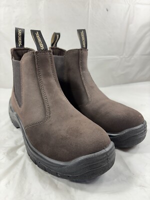 SKECHERS WORK Tapter Steel Toe Chelsea Work Boot Brown 77537 