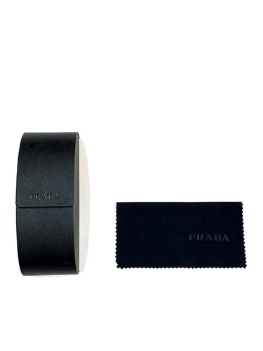 NEW Prada Saffiano Black Leather sunglasses case with cleaning cloth