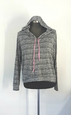Ginger G Heathered Black Pull Over Hooded Oversized Top Size Small