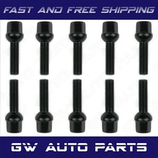 10 PCs Black M12x1.5 Ball Seat Wheel Lug Bolts 60mm/2.36" Shank Fit Mercedes