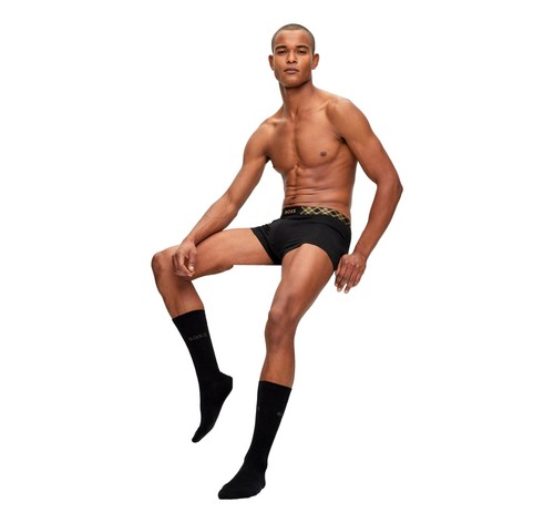 BOSS Set Intimo Uomo Con Calze e Boxer Con Dettagli Luccicanti 50500374 Nero - Picture 2 of 4