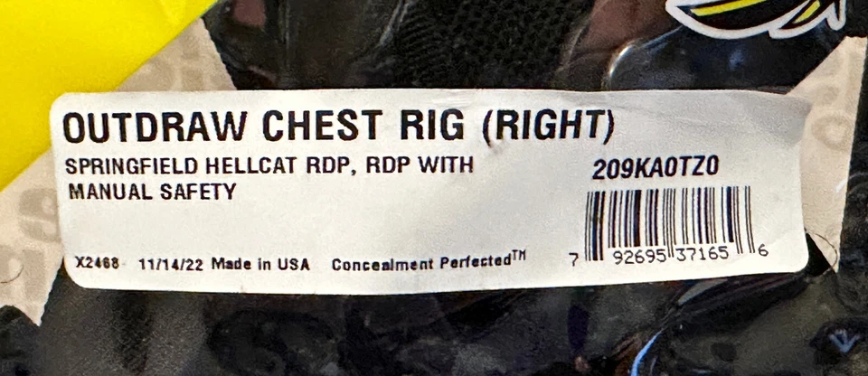 Desantis 209KA0TZ0 The Outdraw Chest Rig RH #209 for SPRINGFIELD HELLCAT RDP - Image 2 of 4