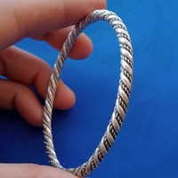 Extremely Rare Ancient silver Viking Twisted Braided Bracelet Artifact Authentic