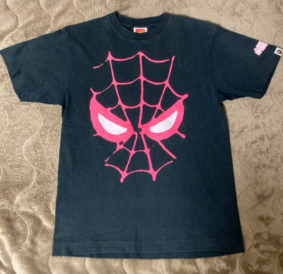 Marvel Spiderman A Bathing Ape Tee Size M Black T-Shirt from JAPAN