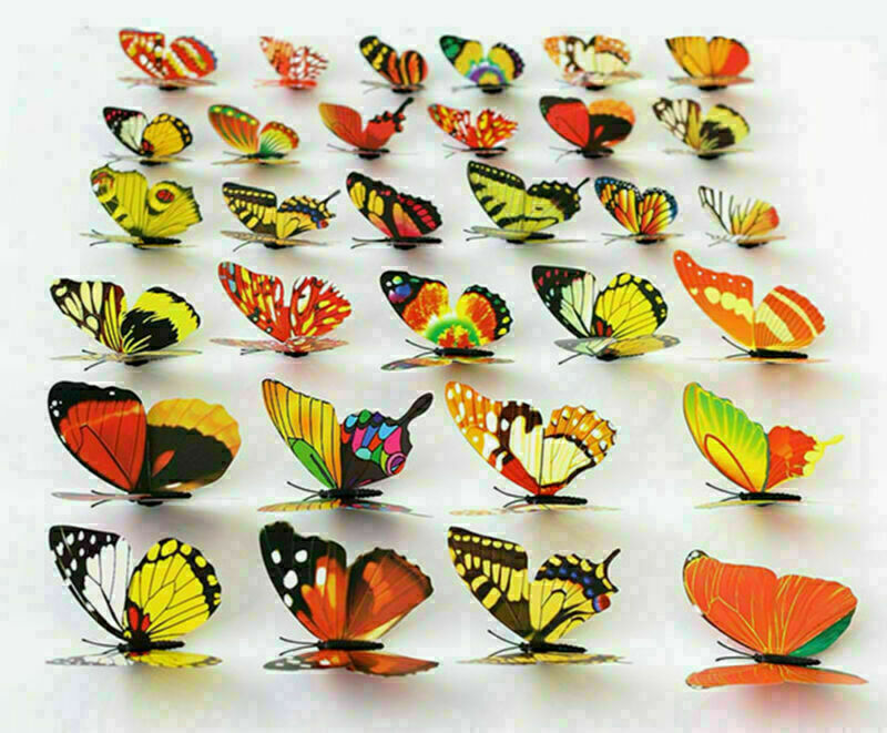 BUTTERFLY - ※やまやま Artificial Butterflies with Magnet Home Decorations 12 24 36