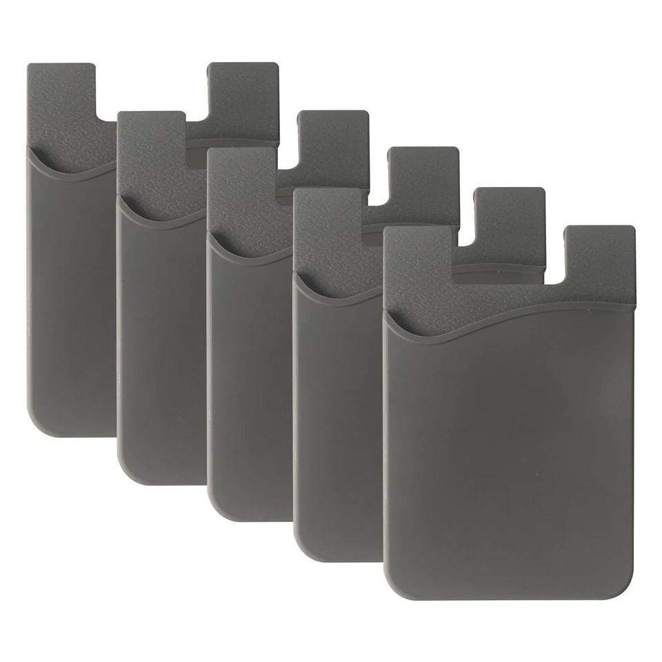 5PCS Cell Phone Credit Card Holder Wallet Sticker for Key Adhesive grey - Image 2 of 4