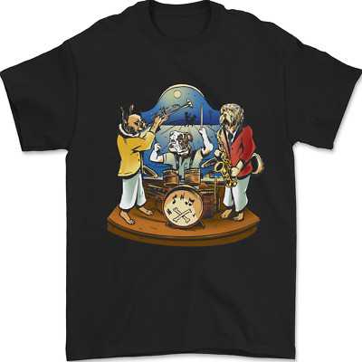 Hund Jazz Band Lustig Musik Herren Maglietta 100% Baumwolle