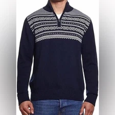 Weatherproof Vintage Pullover Sweater Navy Blue 1/4 Zip Mens Large Preppy Casual