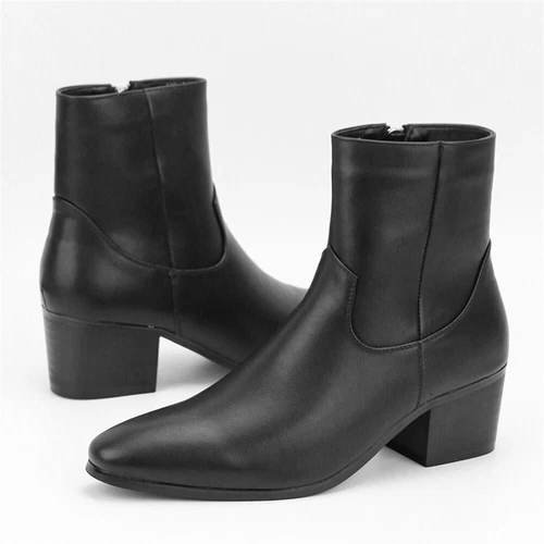 Herren-Chelsea-Stiefel aus Leder mit Reißverschluss und spitzem Zehenabsatz DE - Bild 3 von 56