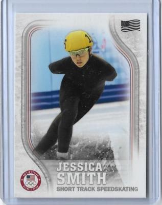 2018 TOPPS OLYMPICS JESSICA SMITH ''FLAG'' SPEEDSKATING CARD /99 ~ USA-36
