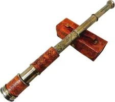 Brass Nautical Telescope Designer Leather & Brass Hand held Vintage Telescope