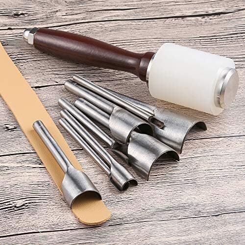 8 Pieces Leather Tools Craft Half-Round Cutter Punch for Crafting Strap Belt, Wa - Picture 5 of 7