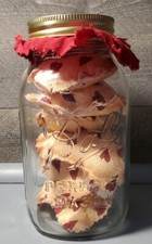 Vintage Ball Mason Glass Jar filled with Puffy Hearts Handcrafted Decor Art
