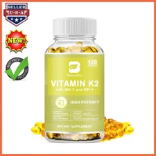 Vitamin K2 500mcg -Vitamin K2 MK7 Supplement   | Supports Bone & Heart Health