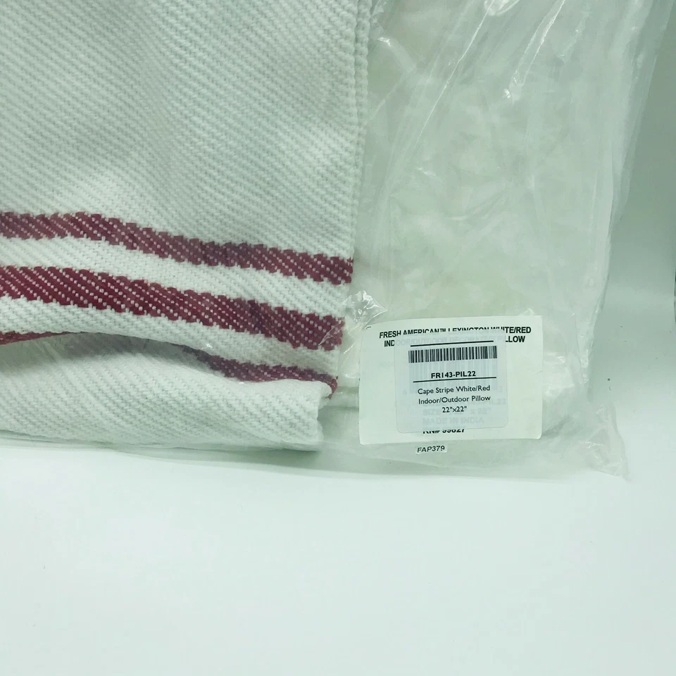 Annie Selke Fresh American Cape Stripe Red White 22" Indoor Outdoor Pillow Beach - Image 2 of 4
