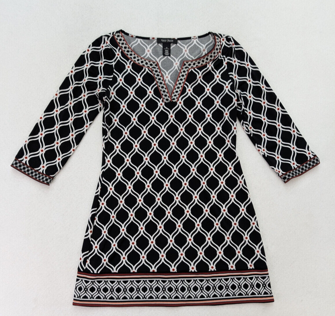 White House Black Market Women's Tunic Mini Dress Size XS 3/4 Sleeve Stretch