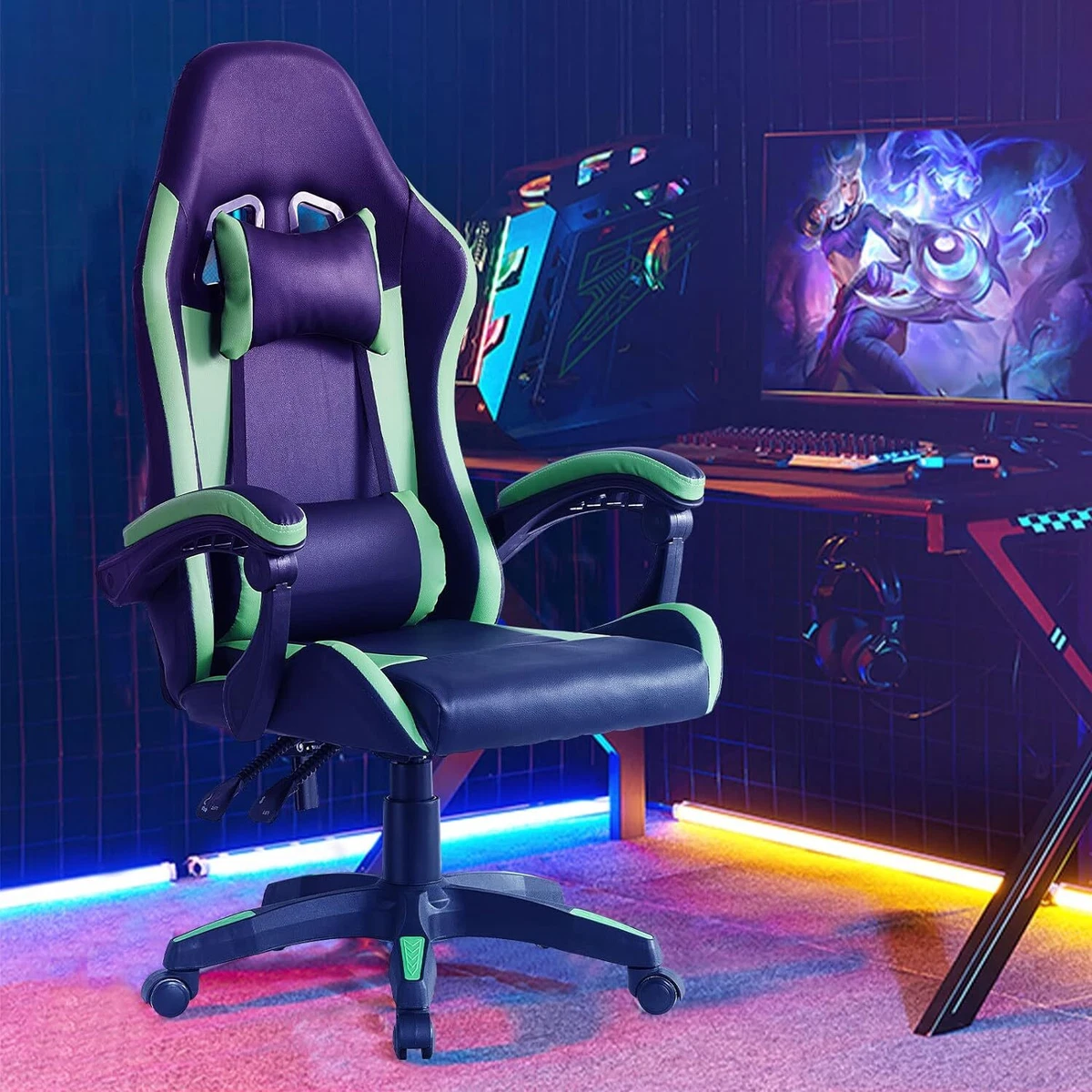 Lemore Racing Style Gaming Chair with headrest Clipop Stylish Office chair.Fold