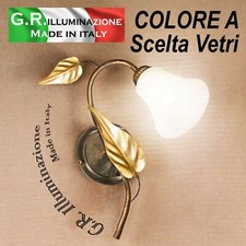 APPLIQUE IN FERRO BATTUTO 1 LUCE BRUNITO ORO LAMPADA DA PARETE CAMERA Federica