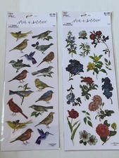 2 Sheets Realistic Birds Flowers Planner Stickers Papercraft Crafts- NIP