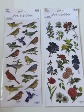 2 Sheets Realistic Birds Flowers Planner Stickers Papercraft Crafts- NIP