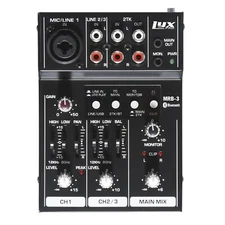 LyxPro MRB3 3-Channel Audio Mixer – Personal Pro Audio Mixer w/ USB & Bluetooth