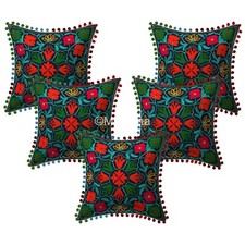 Floral Hand Embroidered Home Bedding Cushion Cover Set of 2 pcs Hand Pillowcases