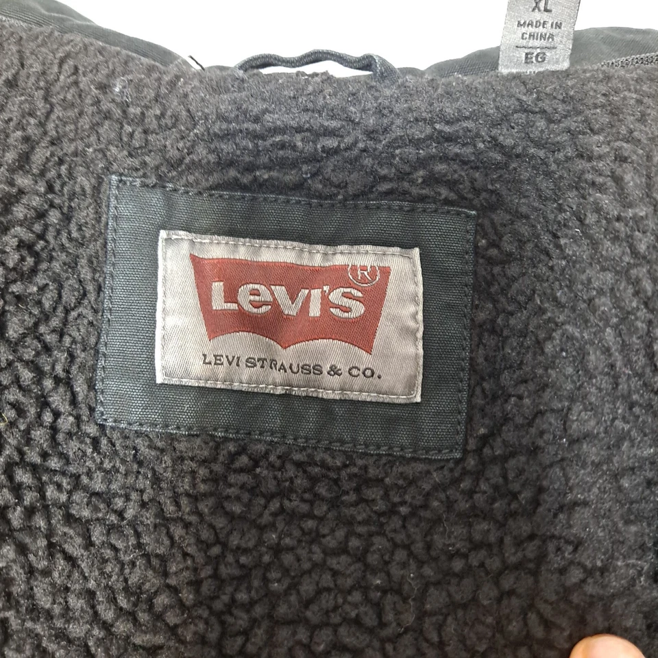 Levi's Jacket Men XL Black Coat Sherpa Lined Grunge Dark Academia Heritage Y2K - Image 3 of 4