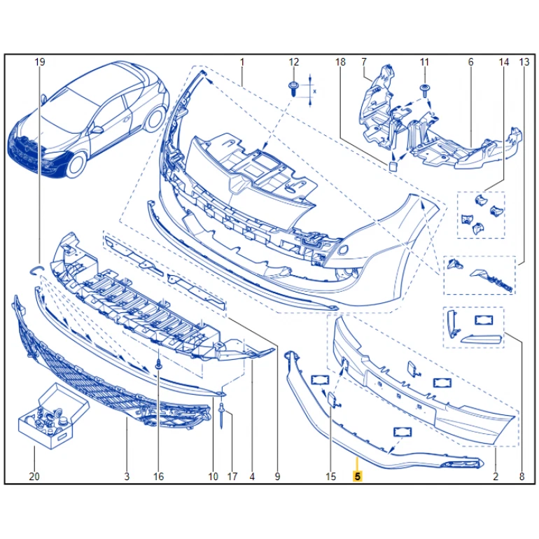 Genuine Renault Megane Mk3 3-Door Coupe Front Bumper Moulding 