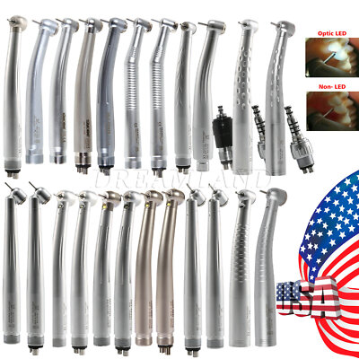 USA Dental LED/No LED High Speed Handpiece Turbine Push Button 4/2 hole Fit KaV