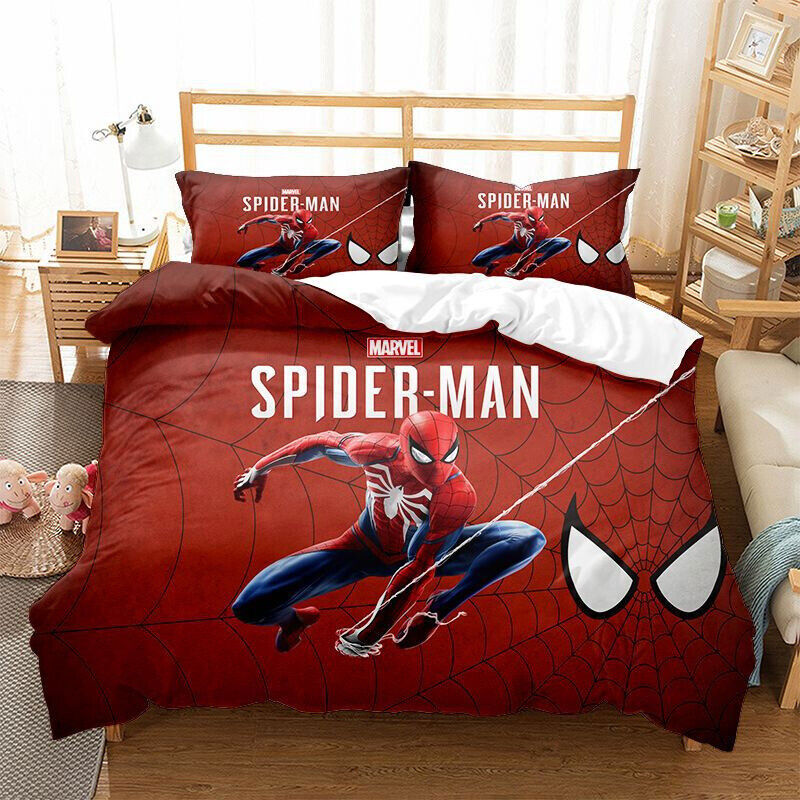 3D Spider-Man 3pcs Bedding Set Sheet Duvet Quilt US Size Cover Pillow Cases
