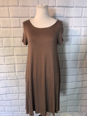 NWOT Final Touch Dress Sz S Brown T Shirt Style Short Sleeve Tent Dress Mocha
