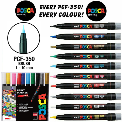 Uni Posca PCF350 Paint Marker Art Pens Brush Tip 1mm10mm All Colours