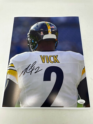 Mike Vick Sticker MICHAEL MIKE VICK Pittsburgh Steelers Autographed SIGNED 11x14 photo w ...