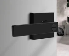 2 Pack Probrico Privacy  Door Lever Bed, Bathroom Matte Black Interior Knobs