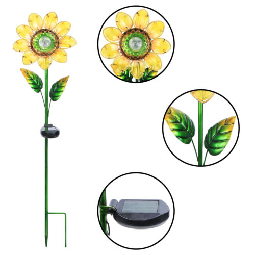 Garden Solar Light Set of 4 Flower Lights Sunflower Pretty Lawn Walkway Lamp Kit - Picture 3 of 5