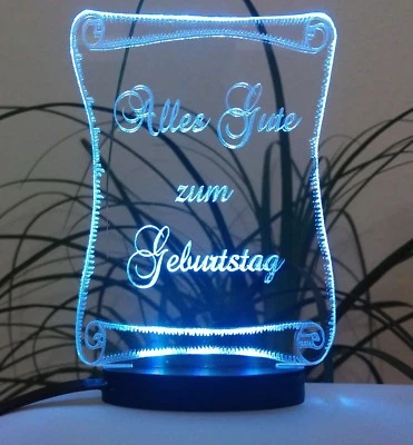 ALLES GUTE ZUM GEBURTSTAG GESCHENK ACRYLGLAS MIT LED BELEUCHTUNG GEBURTSTAG